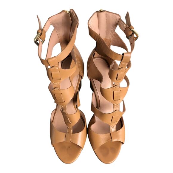 Sigerson Morrison Vachel Gladiator‎ Sandals Womens 6.5 Brown 4" Block Heel - Picture 3 of 9